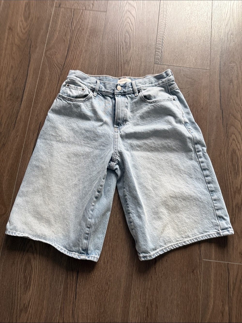 Light Wash Denim Bermuda Shorts - Women